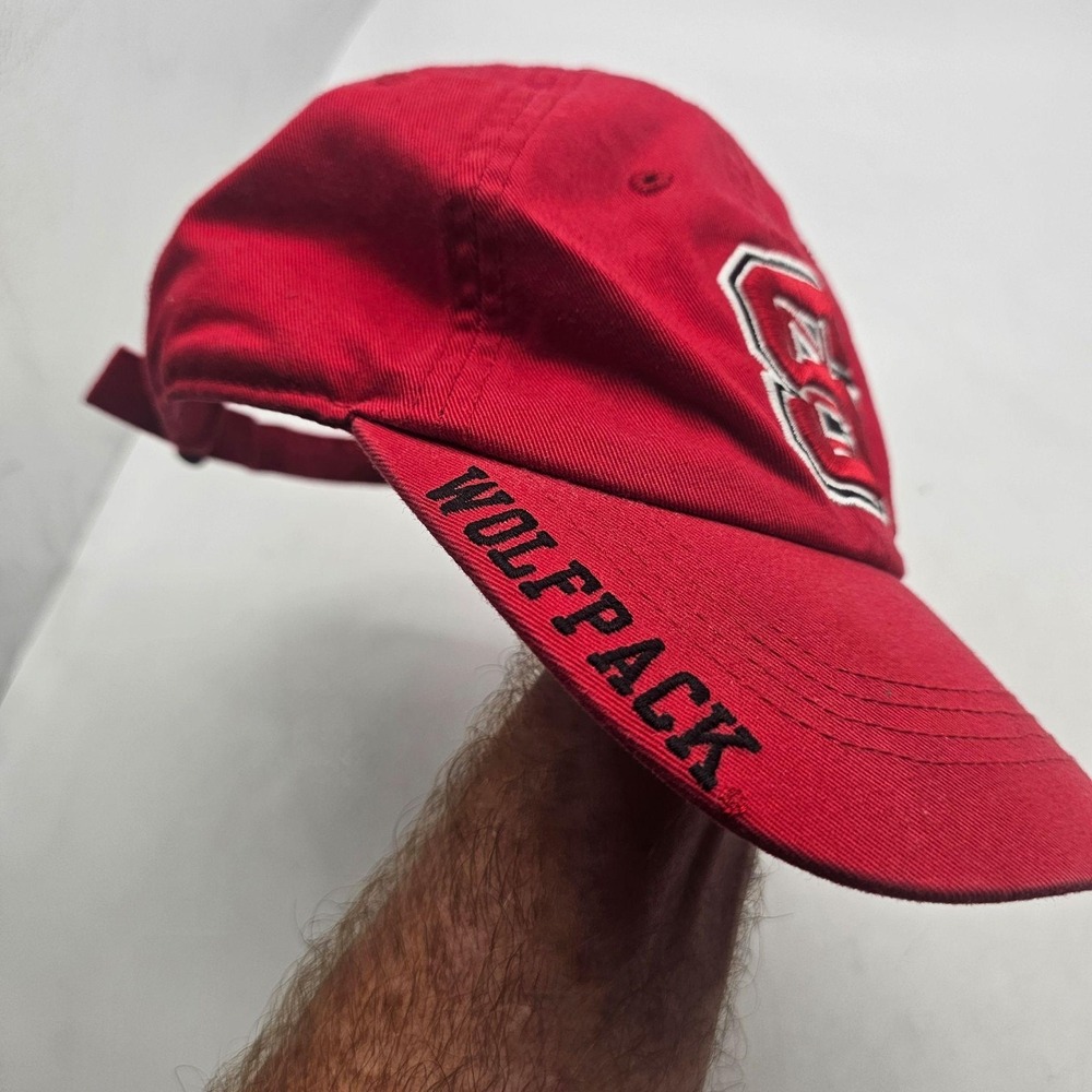 NC State Wolfpack Hat Cap Strap Back Mens One Size Red NCAA Football Russell - Picture 2 of 10